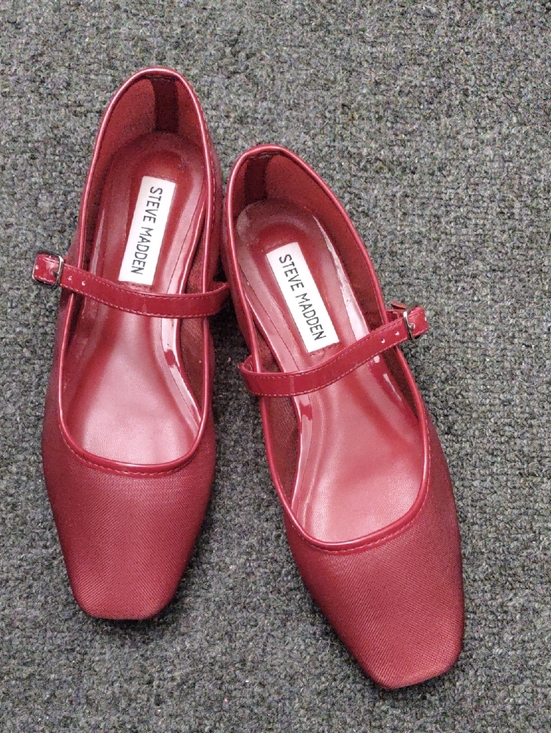 Steve Madden Shoes - Steve Madden Women's Red Mesh Mary Jane Flats